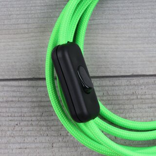 Textilkabel Anschlussleitung 2-5m neon-grn Schalter u. Schutzkontakt Winkelstecker