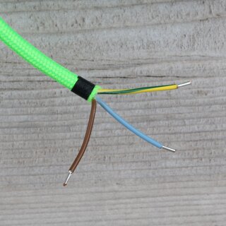 Textilkabel Anschlussleitung 2-5m neon-grn Schalter u. Schutzkontakt Winkelstecker