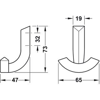 Hfele Mbel Garderobenhaken aus Metall 73x65mm mit 2 Haken verchromt poliert