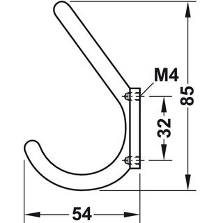 Hfele Mbel Garderobenhaken Mantelhaken aus Metall 85x10mm vernickelt matt