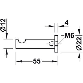 Hfele Mbel Garderobenhaken aus Messing 12x55mm verchromt poliert