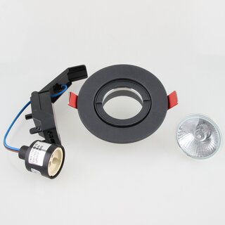 Lumiance GU10 50W Einbaustrahler 95x30mm schwarz matt inkl. Halogenlampe