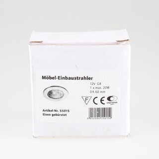 Rutec R55015 G4 20W/12V Mbeleinbaustrahler 70mm eisen gebrstet