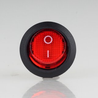 Wippschalter rot beleuchtet 1-polig EIN/AUS  rund Einbauma 19mm 250V/6A