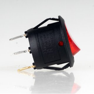 Wippschalter rot beleuchtet 1-polig EIN/AUS  rund Einbauma 19mm 250V/6A