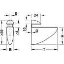 Häfele Klemmtablarträger Bodenträger Holz & Glas 4–18mm verchromt poliert