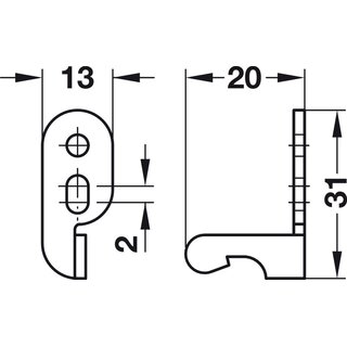 Hfele Schnappverschluss Touch-Latch mit Feder zum Schrauben glanzvernickelt