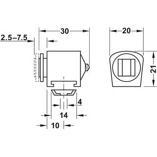 Hfele Schnappverschluss Schnpper wei mit Magnet Haftkraft 3kg