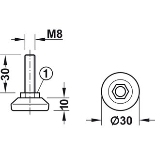Hfele M8 Verstellschraube Regulierschraube Stellschraube Stellfu Mbelfu 30mm