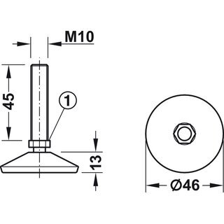 Hfele M10 Verstellschraube Regulierschraube Stellschraube Stellfu Mbelfu mit Kugelgelenk 45mm