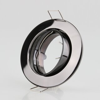LEDmaxx Decken Einbaurahmen A68mm schwarz chrom rund schwenkbar fr GU5.3/GU10 Leuchtmittel