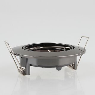 LEDmaxx Decken Einbaurahmen A68mm schwarz chrom rund schwenkbar fr GU5.3/GU10 Leuchtmittel