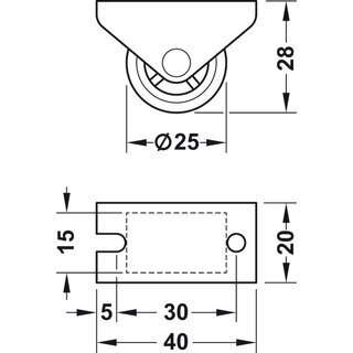 Hfele Apparaterolle Bockrolle Lenkrolle Mbelrolle mit weicher Gummi Laufflche 25mm