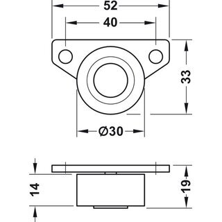 Hfele Bettkastenrolle Mbelrolle seitlich zum Schrauben 30mm wei