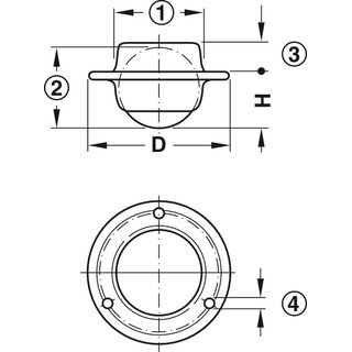 Hfele Einlass-Kugel Mbelrolle Bockrolle lenkbar zum Schrauben 13mm