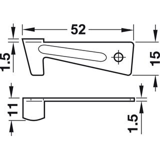 Hfele Schliehaken Haken-Verschluss 52mm Metall verzinkt fr Zargentische / Tischzargenfhrung