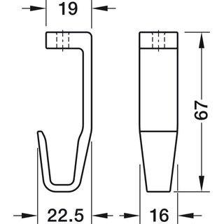 Hfele Mittel-Deckentrger Halterung in schwarz 67x16x19mm fr Schrankrohre Schrankstangen Kleiderstangen