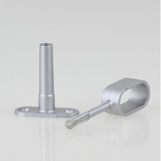 Hfele Mittel-Deckentrger Halterung hhenverstellbar aluminiumfarben oval 30x15mm fr Schrankrohre Schrankstangen Kleiderstangen
