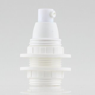 E14 Lampenfassung Thermoplast/Kunststoff wei mit Zugentlastung und 2 Schraubringe