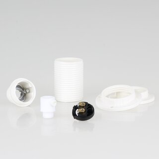 E14 Lampenfassung Thermoplast/Kunststoff wei mit Zugentlastung und 2 Schraubringe