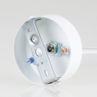 Lampen-Baldachin 80x25mm Metall wei mit Stahlseil und Zugentlaster