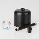 Lampen-Baldachin 62x63mm Metall schwarz mit Pendelrohr & Zugentlaster