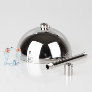 Lampen-Baldachin 50x100mm Metall verchromt mit Pendelrohr & Zugentlaster