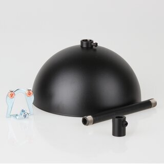 Lampen-Baldachin 120x62mm Metall schwarz mit Pendelrohr & Zugentlaster