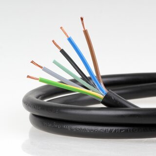 PVC-Lampenkabel Elektro-Kabel Stromkabel Rundkabel schwarz 5-adrig 5x0,75mm - Meterware