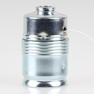 E27 Lampenfassung mit Zugschalter Metall glanzverzinkt M10x1 ohne Auengewinde