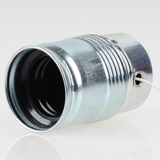 E27 Lampenfassung mit Zugschalter Metall glanzverzinkt M10x1 ohne Auengewinde