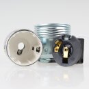 E27 Lampenfassung mit Zugschalter Metall glanzverzinkt M10x1 ohne Außengewinde