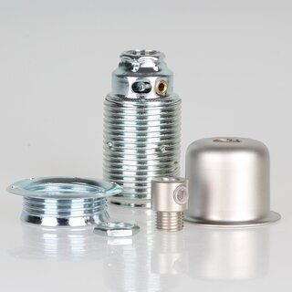 E14 Fassungshlse Zierhlse 27x30mm Metall Nickel matt mit Lampenfassung & Zugentlaster