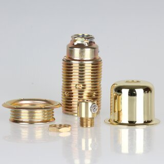 E14 Fassungshlse Zierhlse 27x30mm Metall vermessingt mit Lampenfassung & Zugentlaster