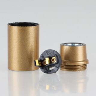E14 Lampenfassung Bakelit-Optik Gold mit Glattmantel M10x1 IG