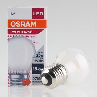 E27 LEDVANCE LED Classic Leuchtmittel 2,5W(=25W) 240V 250 lm Tropfen-Form matt warmwei