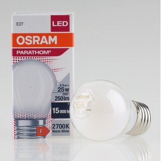 E27 LEDVANCE LED Classic Leuchtmittel 2,5W(=25W) 240V 250 lm Tropfen-Form matt warmwei