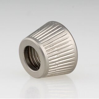M10x1 Schrgmutter Haltekappe gerndelt 15x10mm Edelstahloptik fr Lampen Einbau-Druckschalter geeignet