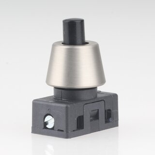 Lampen Einbau-Druckschalter schwarz mit M10x1 Schrgmutter glatt Edelstahloptik 250V/2A 1-polig