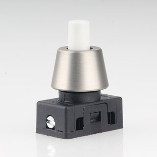 Lampen Einbau-Druckschalter wei mit M10x1 Schrgmutter glatt Edelstahloptik 250V/2A 1-polig