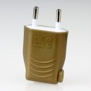Eurostecker Europa-Flachstecker gold 250V/6A mit Schraubkontakte und seitlichem Kabelauslass