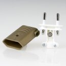 Eurostecker Europa-Flachstecker gold 250V/6A mit Schraubkontakte und seitlichem Kabelauslass