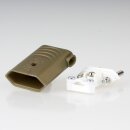 Eurostecker Europa-Flachstecker gold 250V/6A mit Schraubkontakte und seitlichem Kabelauslass