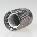 E27 Lampenfassung Metall schwarz-chrom mit Gewindemantel und seitlichem Kabel-Eingang 250V/4A