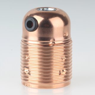 E27 Lampenfassung Metall verkupfert mit Gewindemantel und seitlichem Kabel-Eingang 250V/4A