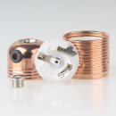 E27 Lampenfassung Metall verkupfert mit Gewindemantel mit seitlichem Kabel-Eingang und Schraube vernickelt