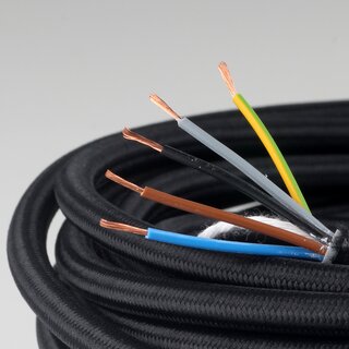 Textilkabel schwarz 5-adrig 5x0,5mm Steuerleitung PVC-Schlauchleitung