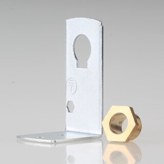 Befestigungswinkel Metall-Winkel 24x41,5mm fr E27/E14 Fassung mit Trompetennippel Messing