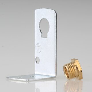 Befestigungswinkel Metall-Winkel 24x41,5mm fr E27/E14 Fassung mit Trompetennippel Messing