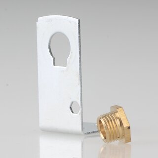 Befestigungswinkel Metall-Winkel 24x41,5mm fr E27/E14 Fassung mit Trompetennippel Messing